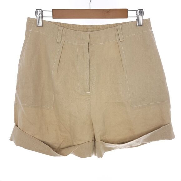 ATM Anthony Thomas Melillo Sand Dune Beige Linen Shorts Womens Size 8 - Picture 1 of 9